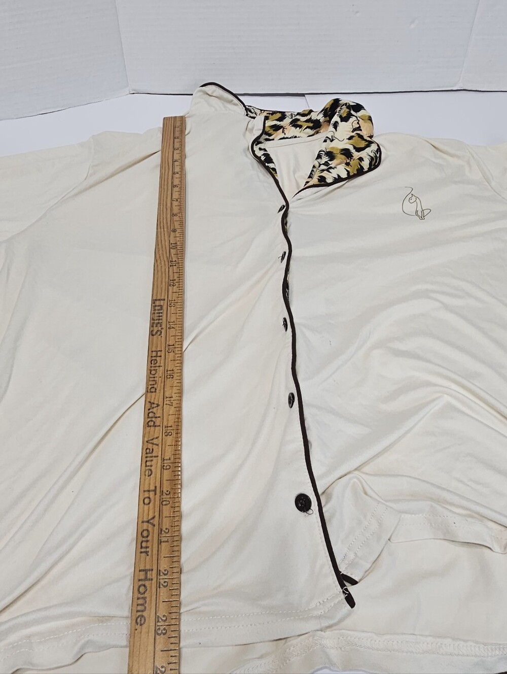 Baby Phat Cream Pajama Set with Leopard Trim Y2K RETRO Sz 2XL - Picture 5 of 9